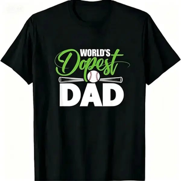 Men's Baseball Dad Graphic T-Shirt - Menswear Soft Cotton Relaxed-Oversized Cut Short-Sleeve Round Neck Casual Top, Ideal for Baseball-Loving Dads on Father's Day, Easter, Halloween, Athletic Printed Logo Gift