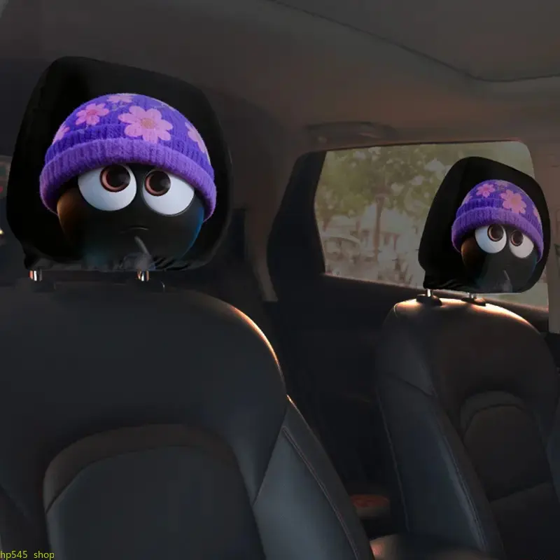 2 Pack 2026 New Halloween Black Skull Print Car Headrest Cover Universal Stretch Fit Funny Auto Interior Decor Light Luxury US Design