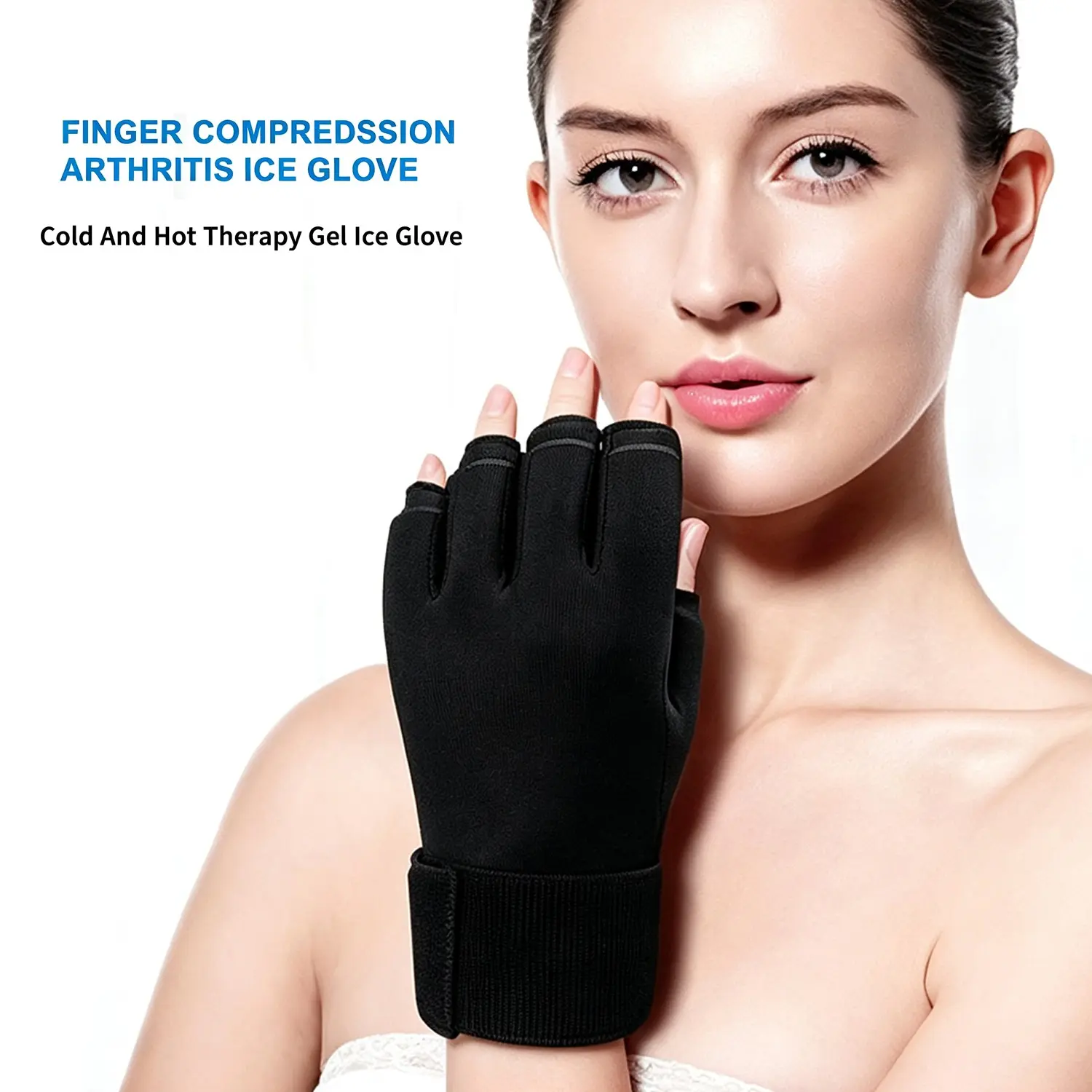 1 Pc Finger Arthritis Compression Hand Ice Pack Gloves, Adjustable Wrist Ice Pack for Hot & Cold Therapies, Reusable Finger Ice Gloves Sleeve