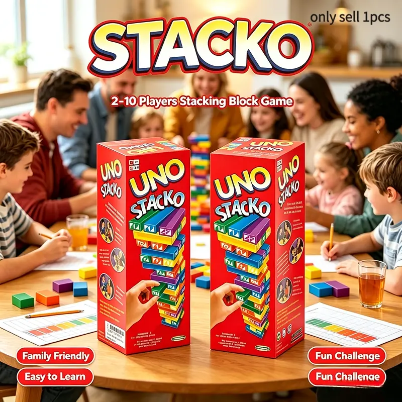 Stacko Stacking Block Game Colorful Plastic Building Blocks Party Board Game Family Interactive Desktop Toy For 2-10 Players