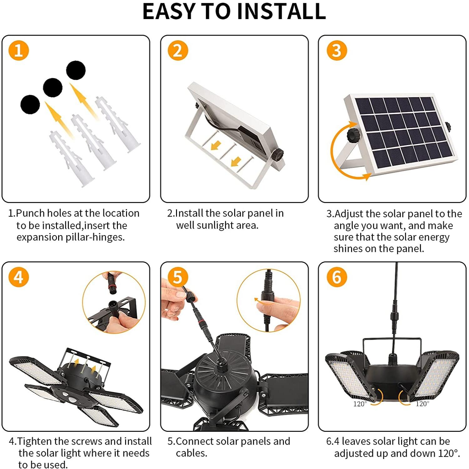 Solar Powered Pendant Light, 1 Count Solar Indoor/Outdoor Light with Motion-Sensor, 4 Lighting Modes with Remote Control, Adjustable Brightness Lights, LED Shed Lamp for Gazebo Garage Shop Barn