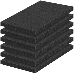 6 count Polyurethane  Sheets 16" L x 12" W x 1" T Packing  Inserts Cuttable Craft Foams Cushion Foams High Density  Pads for Case, Tool Box,  Box, Camera, , DIY Craft, Black