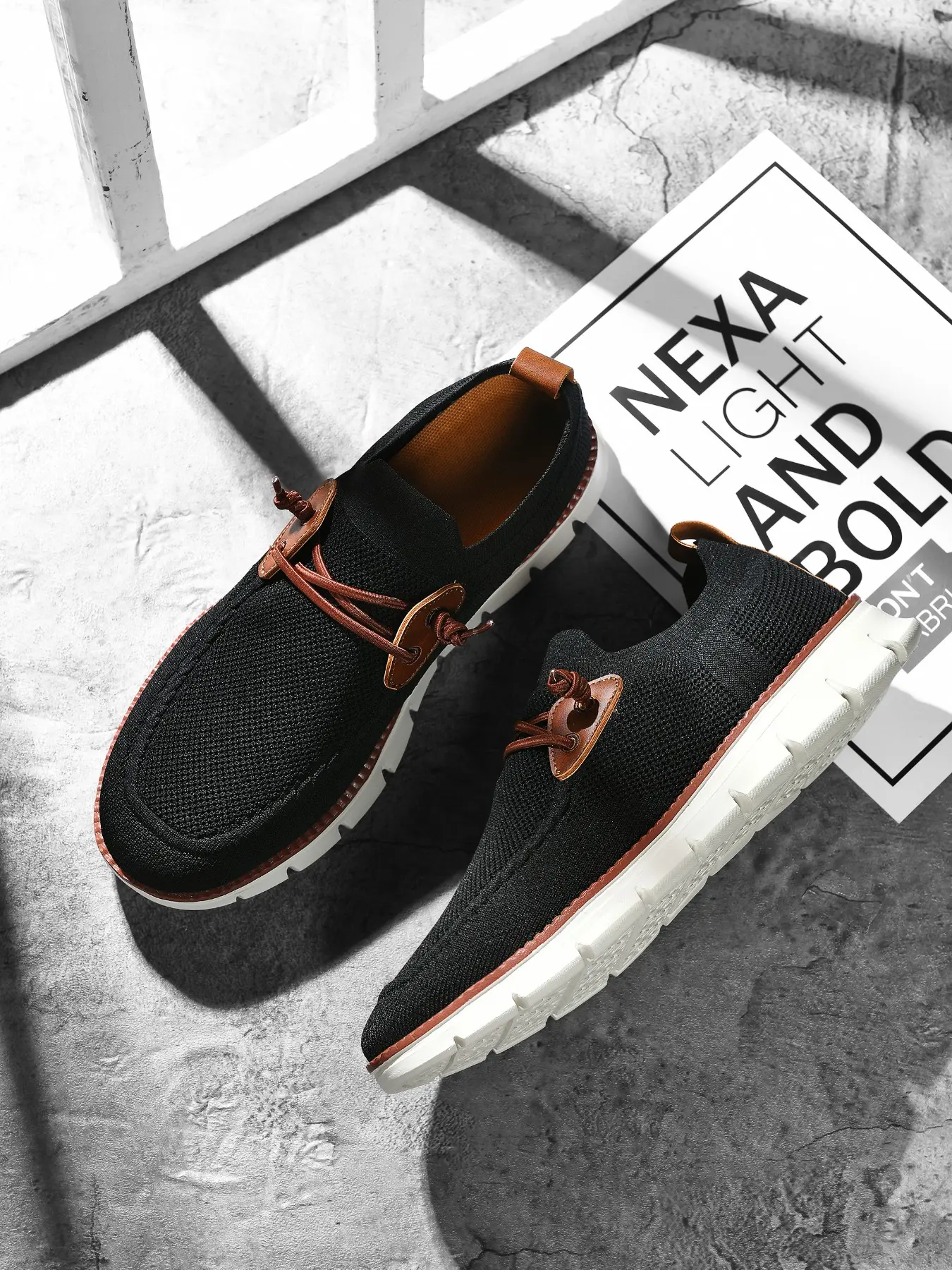 Men's Sport Outdoor Flyknit Boat Shoes, Hollow Out Mesh Thick Sole Shock Absorption, Slip-On Casual Sneakers, Three Colors, Eu40-50