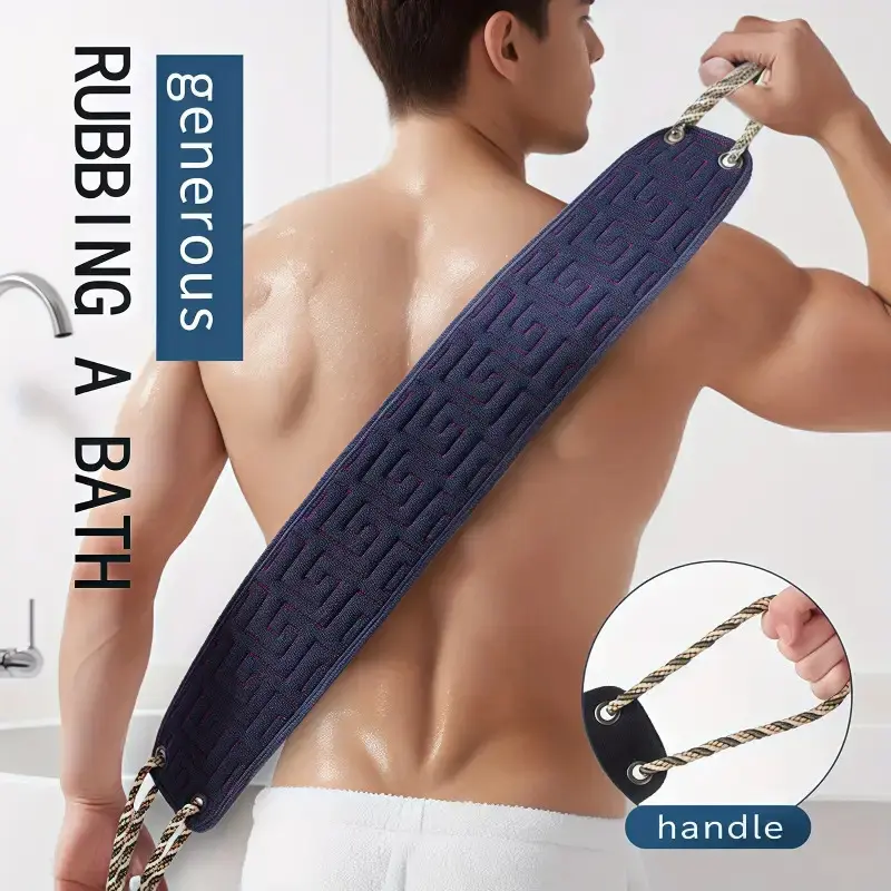 2 Pcs Exfoliating Back Scrub Towels – Long handle shower scrubber, Body Wash Scrubber for men and women. Durable rough texture helps deep cleanse and exfoliate hard-to-reach areas, ergonomic design, perfect for daily bath and personal care.