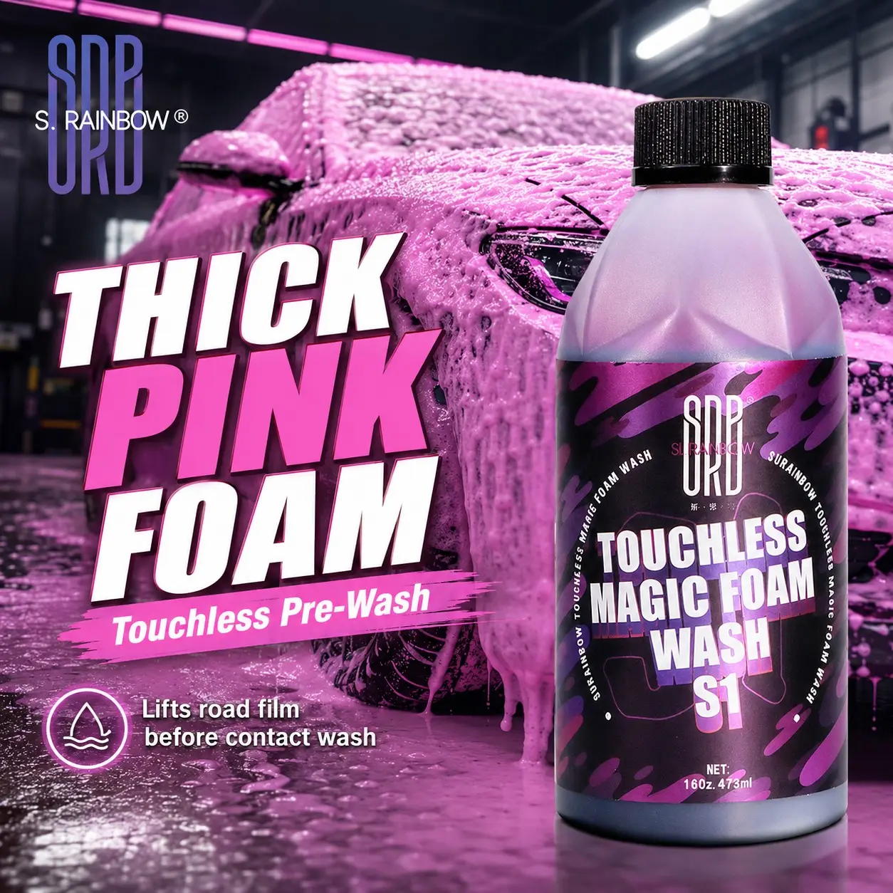 Touchless Magic Foam Wash S1, Pre-Wash Liquid for Cars Suvs, Dense Foam, Reduces Contact Friction, Easy Rinse, Professional Car Care