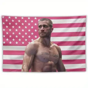 2D Flat, 2D Flat 1pc Patriotic  American Flag Wall Art 4x6ft - Muscular for Man Silhouette with "I AM A for Man" Script, Striped Design, Durable Polyester, Grommets for Easy Hanging, Indoor/Outdoor Home, Bedroom, Dorm Decor, American Flag Wall Decor