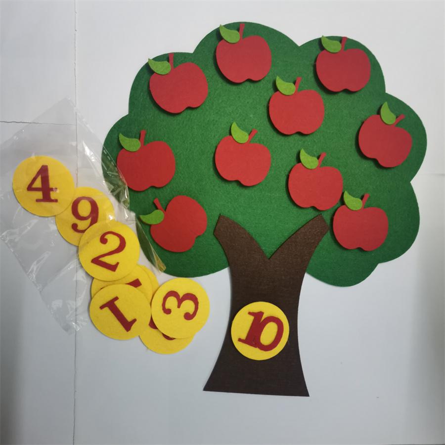 Apple Tree Learning Numbers Felt Board (1 Set), Counters Math Toy, Math Games Manipulatives, Montessori Counting Toy, Math Learning Tools