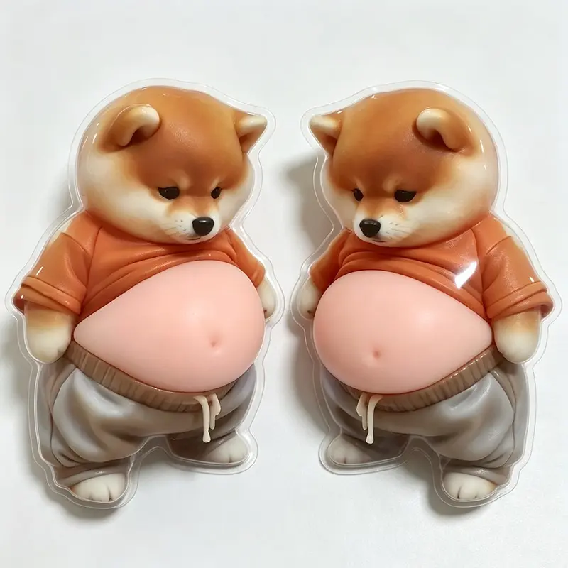 2pcs/set Cute Dog Stickers, Fun Door Stickers, 3D Belly Dog Stickers, Collectible Decorative Stickers, Phone Case Stickers, Car Stickers, Refrigerator Stickers, Stickers For Cars