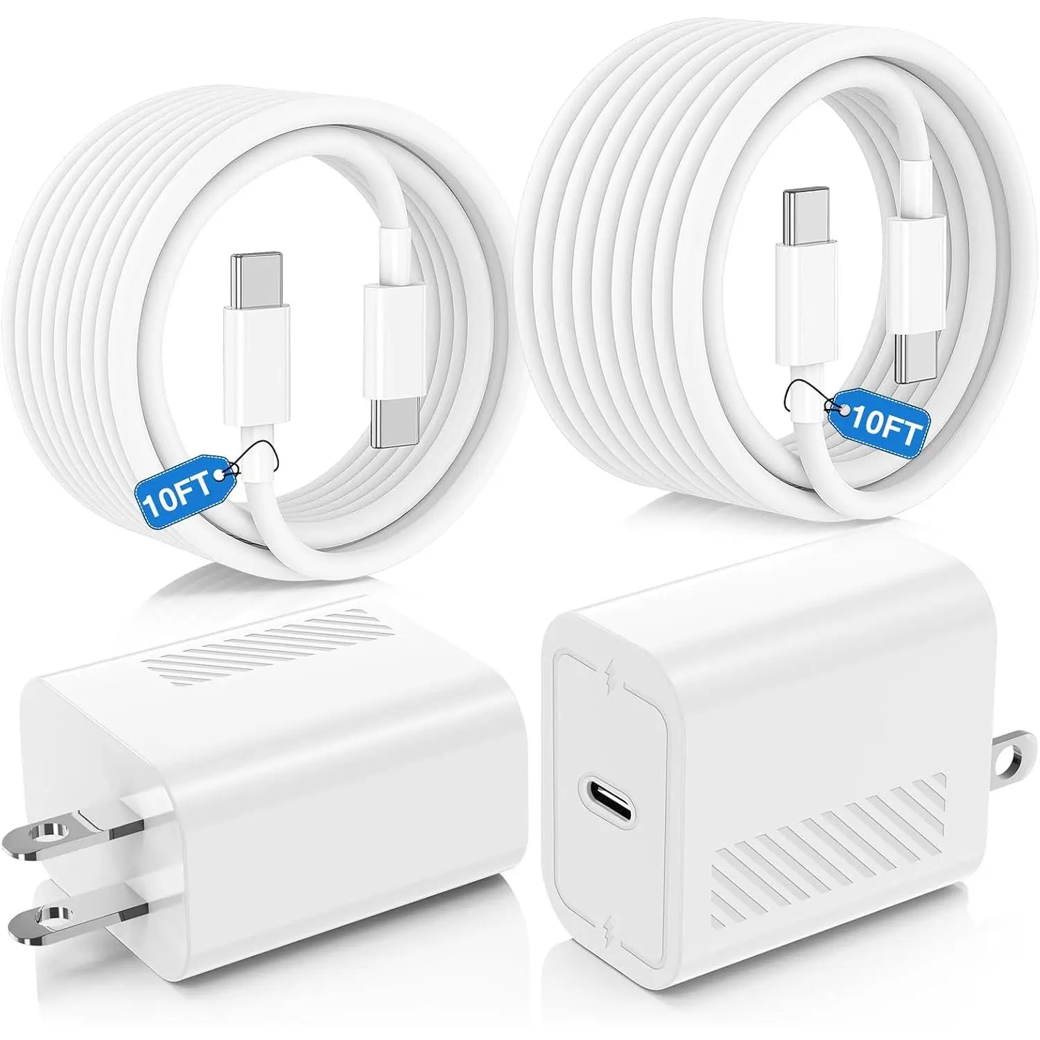 40W USB C  Charger for  17/ Air/16/15 Pro Max,2Pack 10FT Type C Charger Block & , PD 3.0 Super   for iPad Pro MacBook Air/Pro M1/M2, AirPods