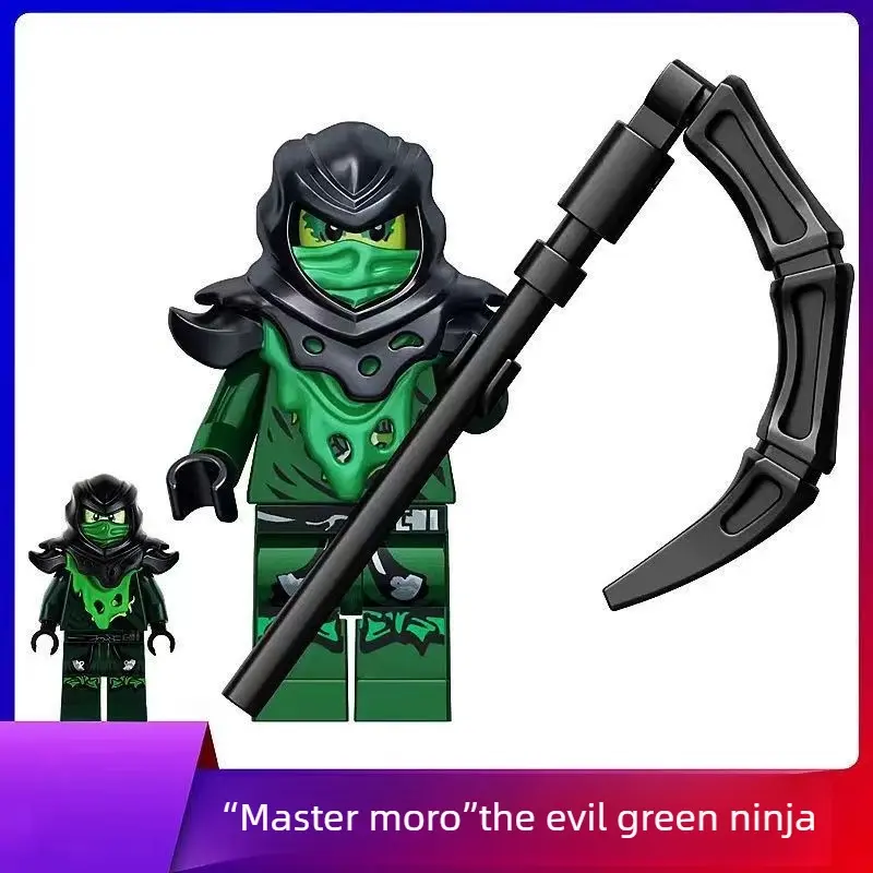 Ghost form ninja and Dark Lord figures in villain ninja style, compatible with interlocking building brick systems, ideal collectible ornaments for ninja enthusiasts.