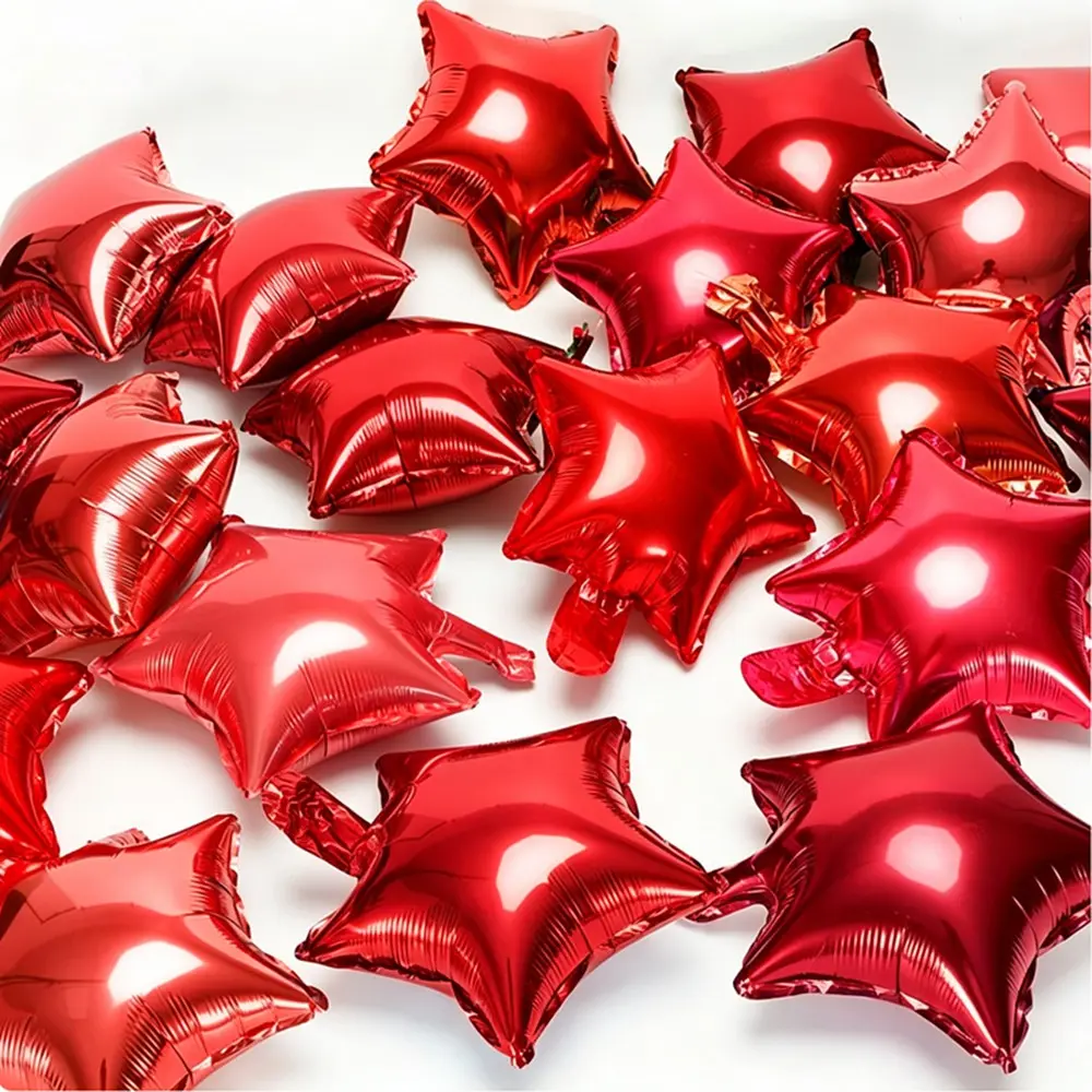 50pcs Solid Color 5 Inch Star Aluminum Foil Balloons, Festival Birthday Party Decorations, Single Color Star Al Foil Party Setup Pack
