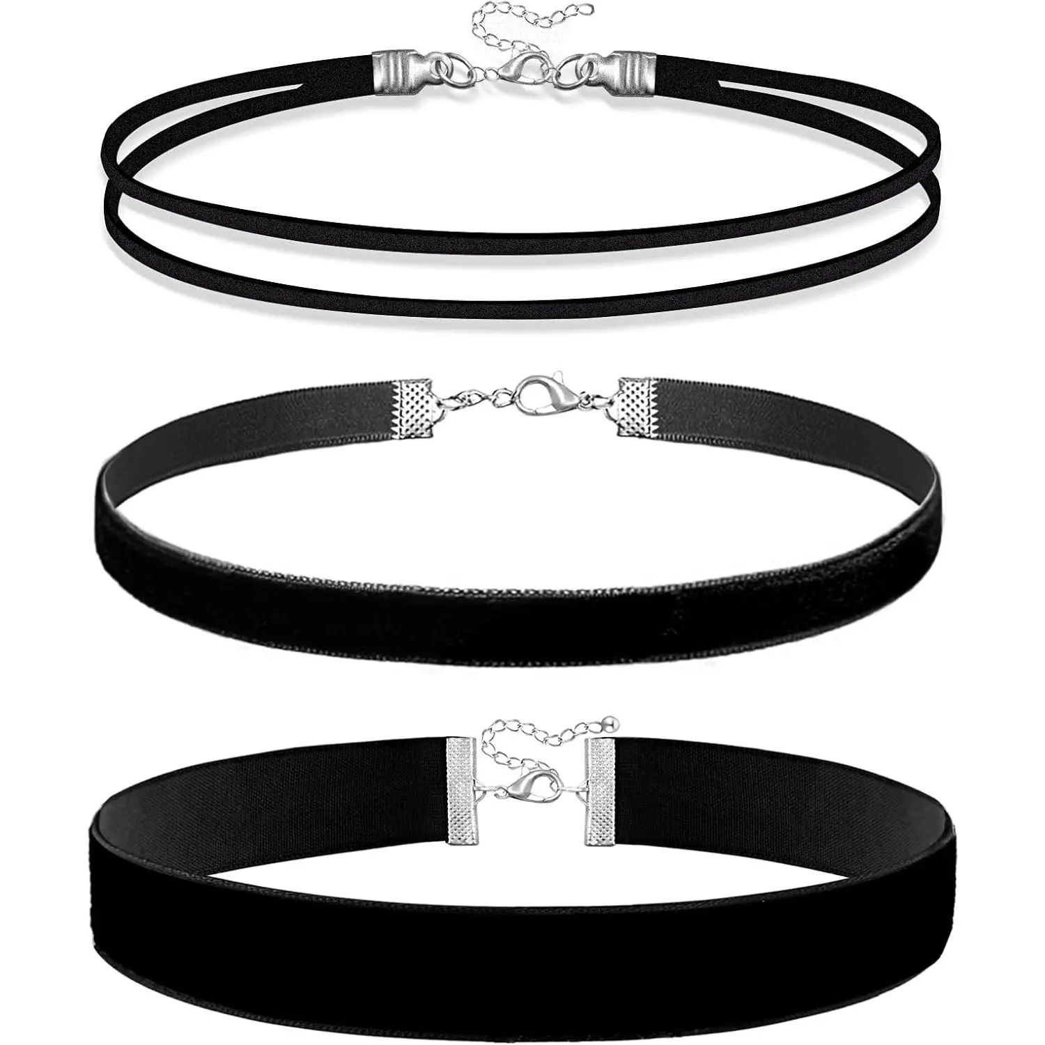 3pcs Black Choker Necklace for Women Black Velvet Choker Set Layered Black Choker Necklaces Classic Chokers for Women Adjustable Gothic Lace Black Collar Necklace for Party Cosplay Christmas Birthday Jewelry Gifts