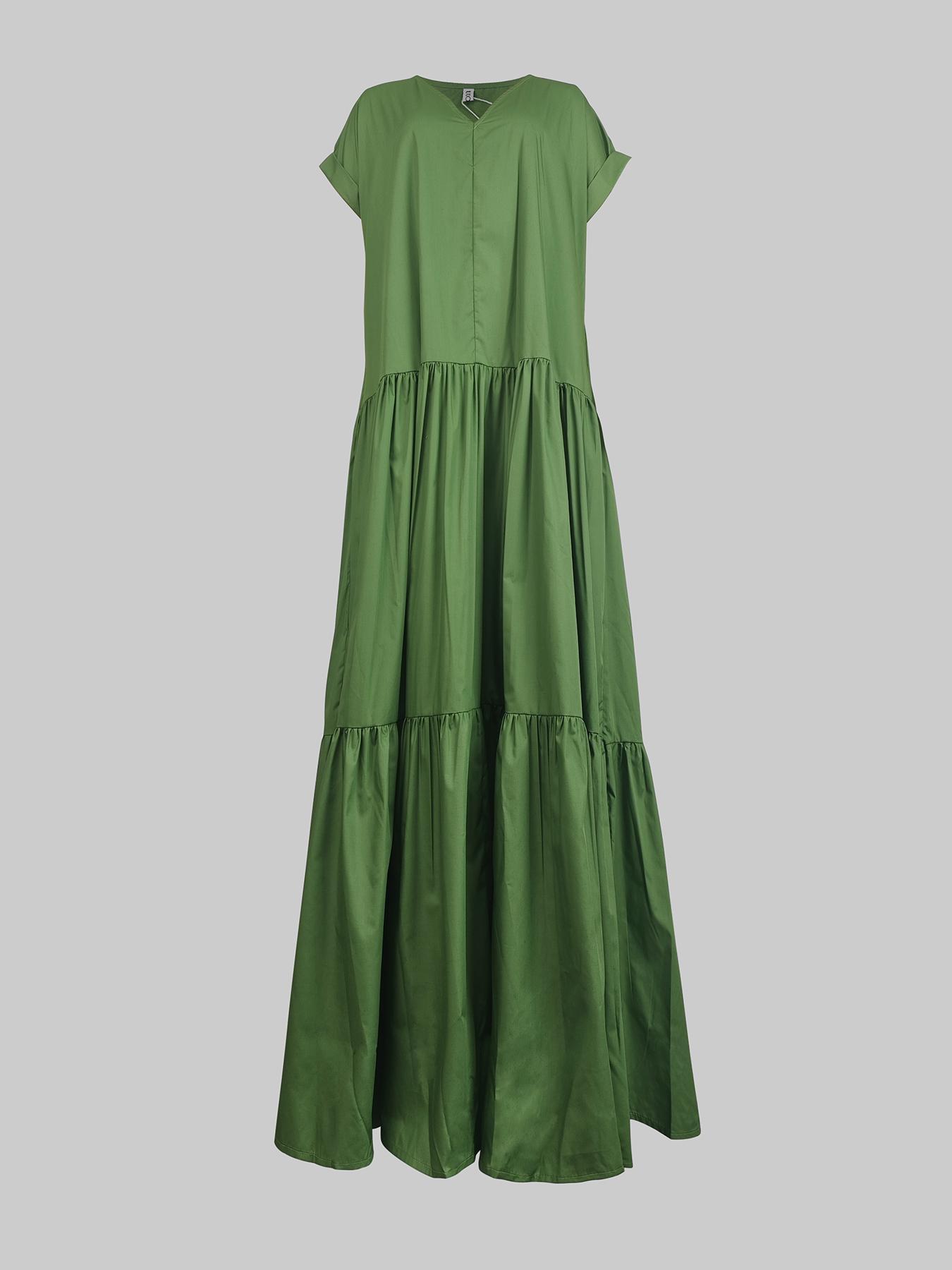 Women's Plain Pocket V Neck Dress, Elegant Casual Short Sleeve Long Dress for Summer, Ladies Clothes for Daily Wear Womenswear