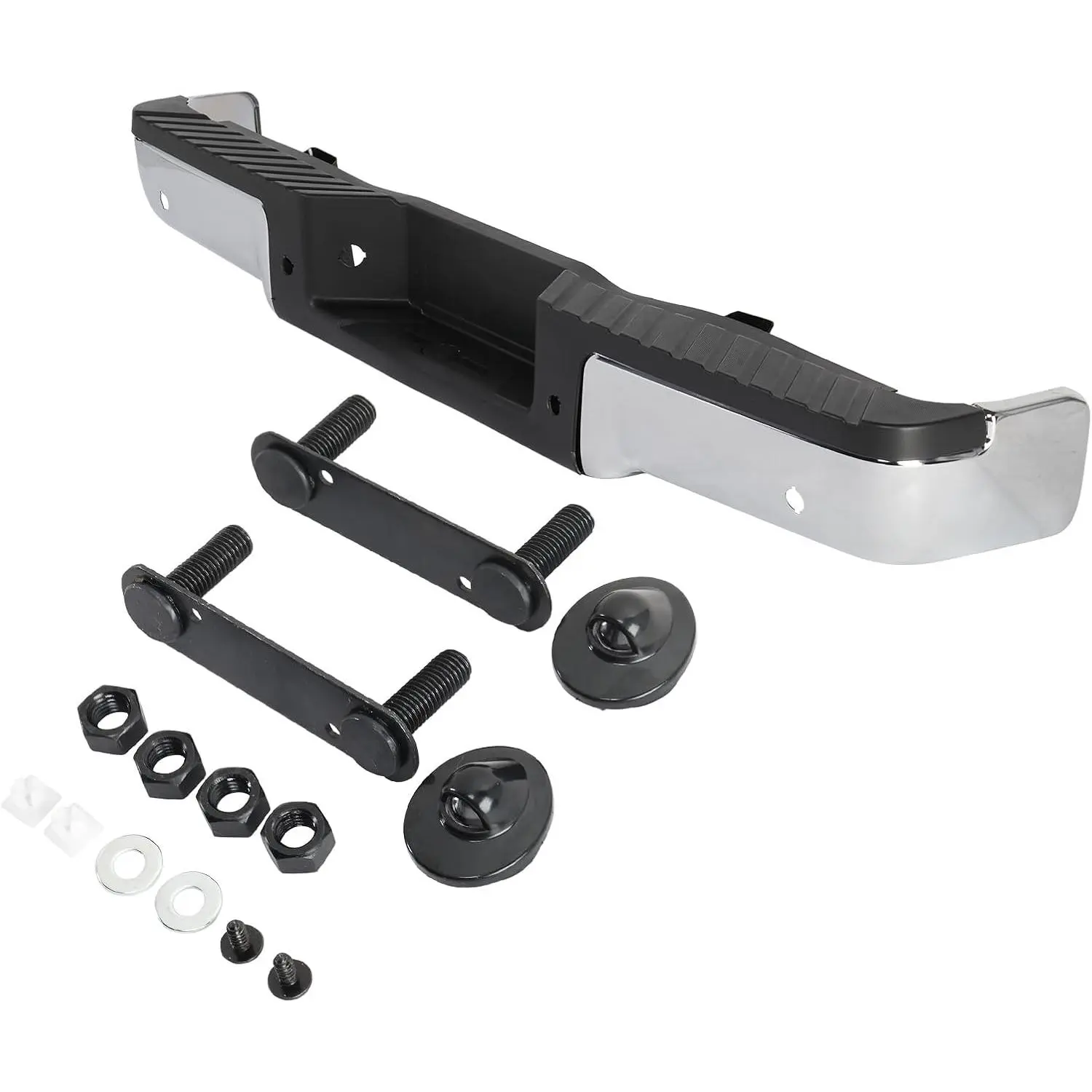 Fit For 2009-2014 Ford F150 Truck, Chrome Steel Rear Step Bumper w/Parking Sensor Holes