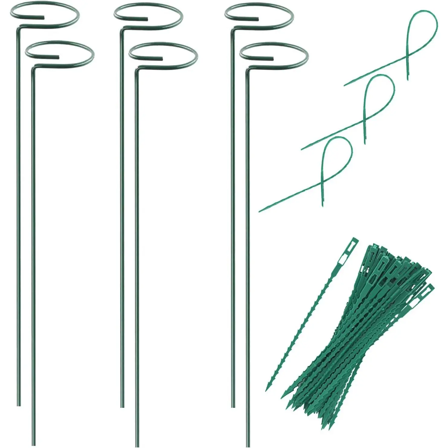 Stake Support - 6 Pack, Garden Single Stem Support Stake (15.9 inch) |  Cage Support Rings, Single Stem  Support Stakes,  Twist Ties,  Amaryllis Tomatoes Peony  Rose