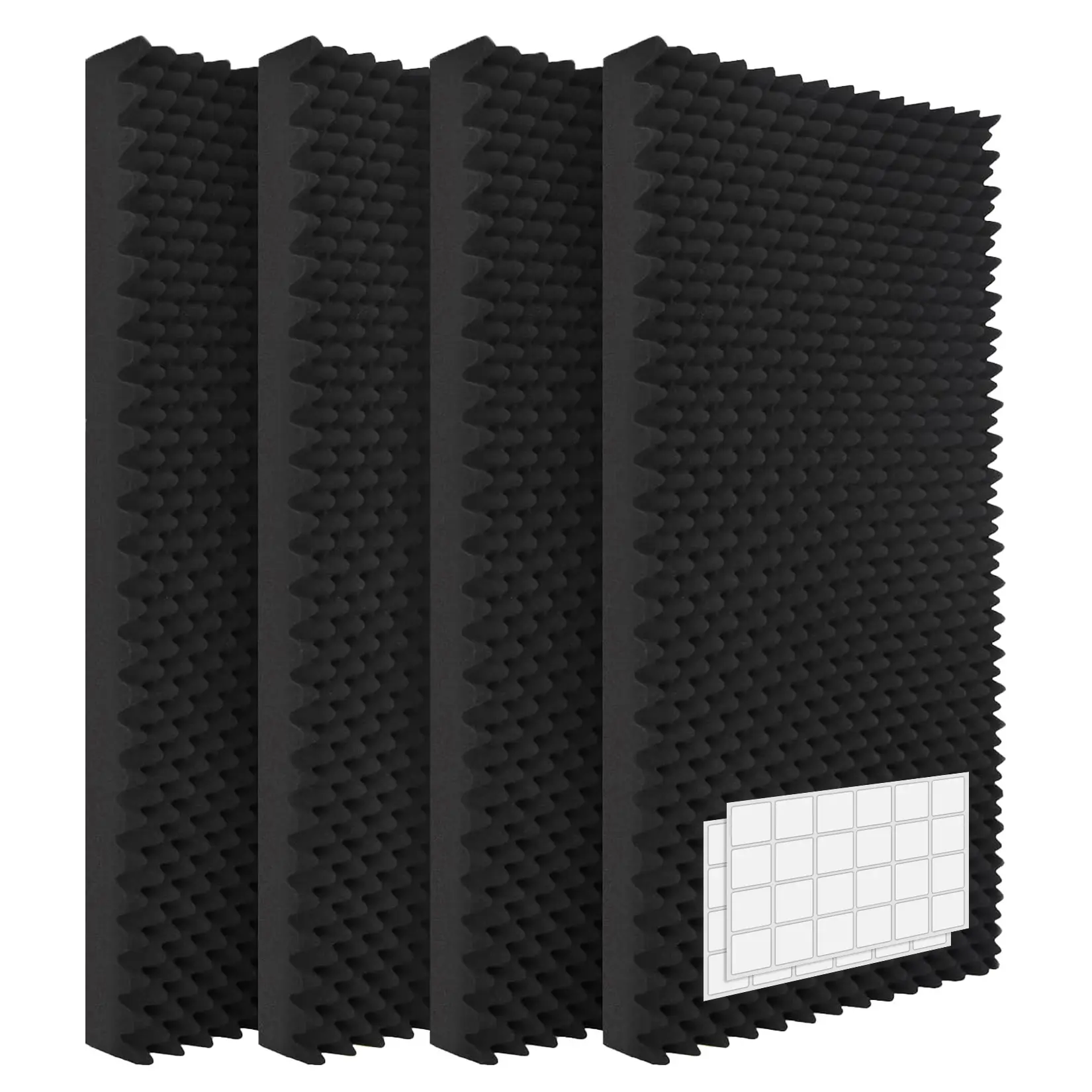 4pcs Noise Reduction Acoustic Soundproof Panels 4 Pack – 48"x24"x2" Eggshell Foam – Easy Install, Studio, Home Theater, Bedroom, Office – Black