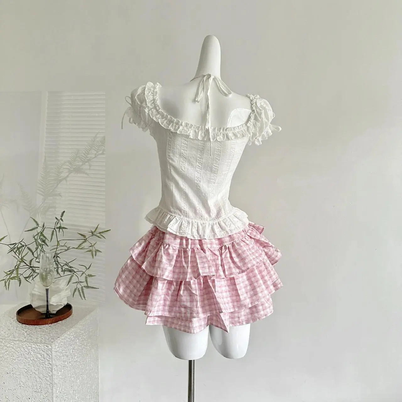 Japanese Kawaii Lolita Elegant 2 Piece Sets Women Pink Y2k Bow Design Mini Skirt Suit Female Princess Sweet Chic Outfits Summer