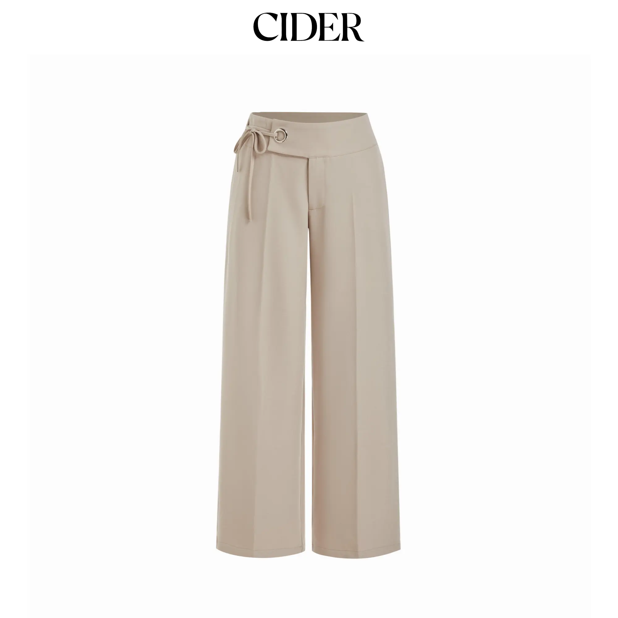 Cider Low Rise Side Tie Metal Detail Straight Leg Trousers