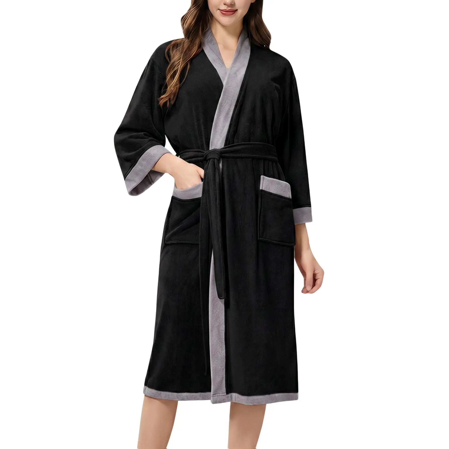 Arssm Terry Cloth Robes Women Soft Absorbent Towel BathRobes |   3/4 Sleeve, Quick-Dry Spa Hotel Robes, Cozy Kimono Bath Robes