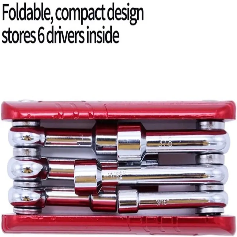 Foldable Hex Wrench Set, Metric & Imperial, Aluminum Handle, Universal Internal Hex Socket Wrench, Small Tools Kit