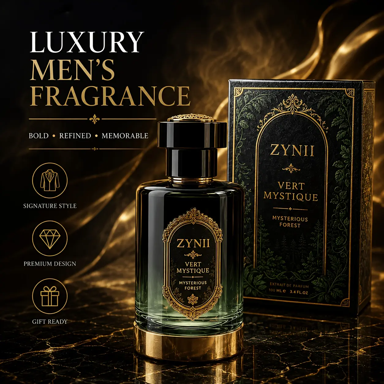 3.38oz Men'S Hair Fragrance, Green Woody Body & Hair Spray with Long-Lasting Aromatic Scent, Fresh Daily Fragrance for Commuting, Business, Outdoor Activities, And Travel