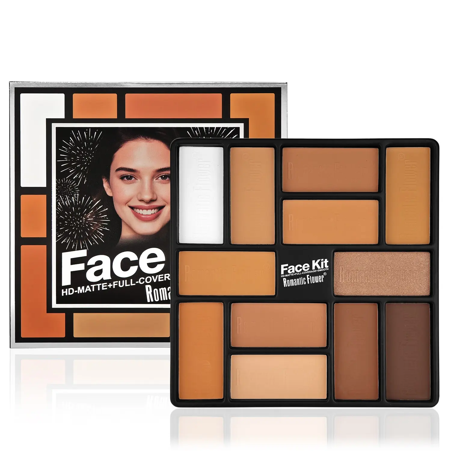 12 Shades Matte Contour Bronzer Highlighter Palette, Waterproof Sweatproof , Full Coverage Smooth Long-Lasting Oil-Control Face Makeup Platte