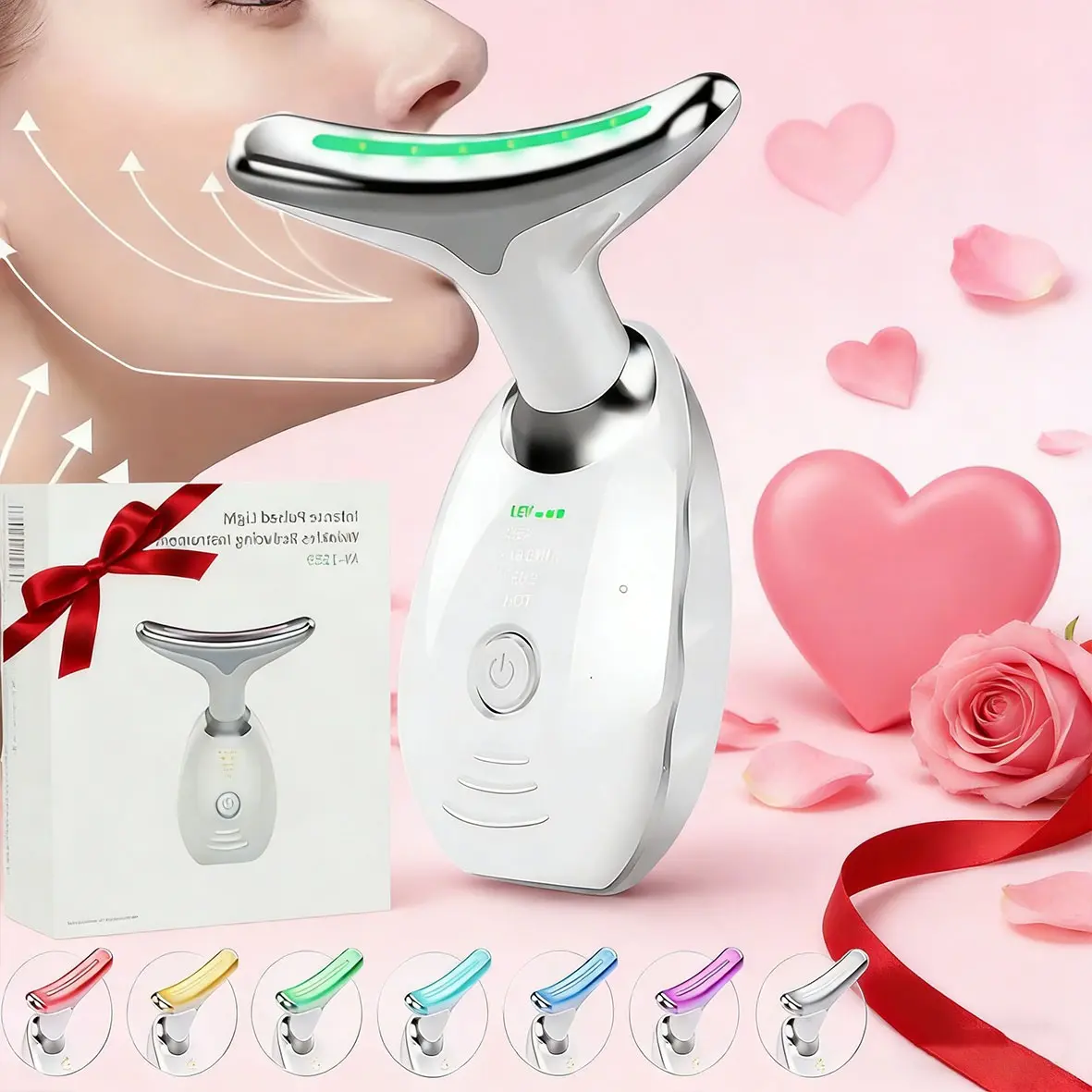 3 in 1 Face Sculpting Tool, 7 Color Mode, Adjustable Facial Massager for Face and Neck, Facial Beauty Massagers, Face Sculpting Wand Gift for Mother/girlfriend, Firming, Anti Aging Wand