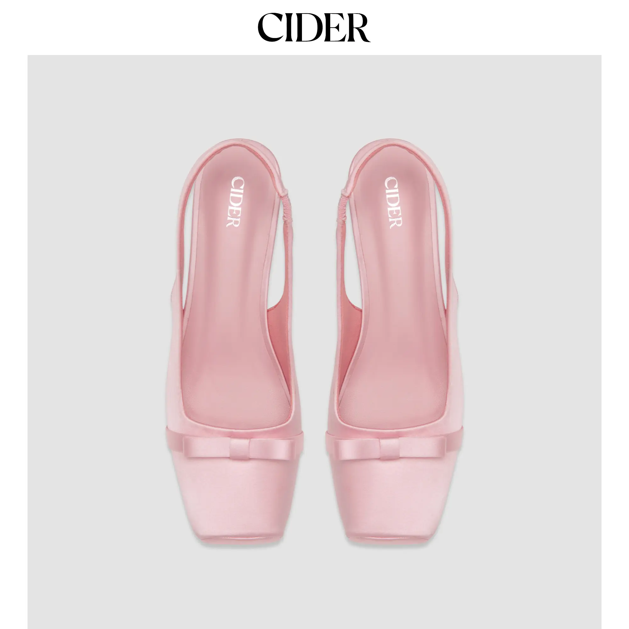 Cider BOWKNOT  SQUARE TOE SATIN HEELS SohoChic