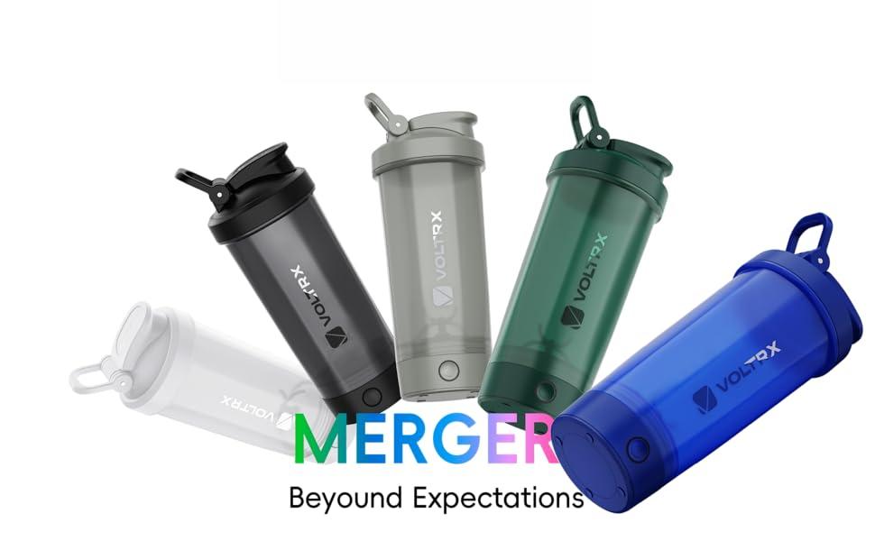 VOLTRX Merger Electric Protein Powder Blender USB-C Rechargeable 24 oz Shaker Cup BPA-Free Leak-Proof Whisper-Quiet Mixing Health & Home Supplies - Bottles, Organiser