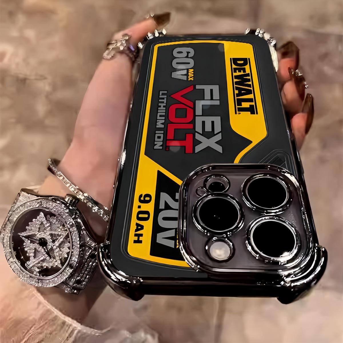 Personalized and minimalist industrial style hardcore phone Suitable for iPhone 16/15/14/13/12/11 Pro Max Plus electroplated anti drop soft phone 015 Screen Protector Protection  Smartphone   Protective luxury phone Black dewalt tough phone case