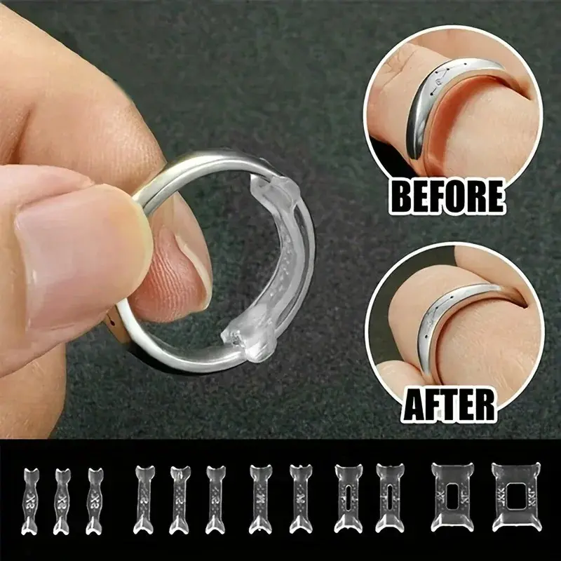 12pcs Ring Adjustment Pad Set, Ring Size Adjuster, Fixed Reduction Pad, Invisible Ring Holder, Retainer Shrinker for Large Rings