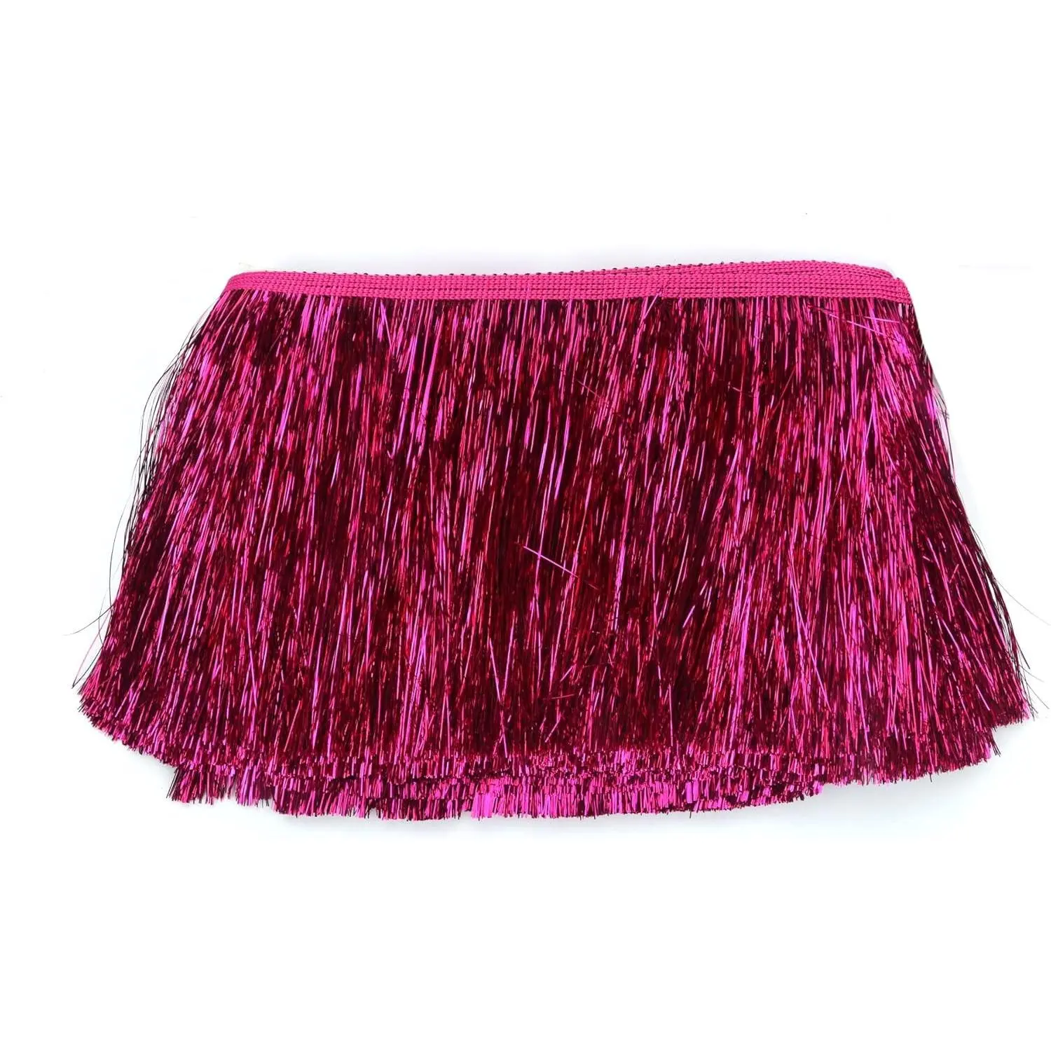 6" Wide Fringe Trim Garland Dance Costume Fringe Trimming Shiny Foil Effect Party Decor (10 Yards, Hot Pink)