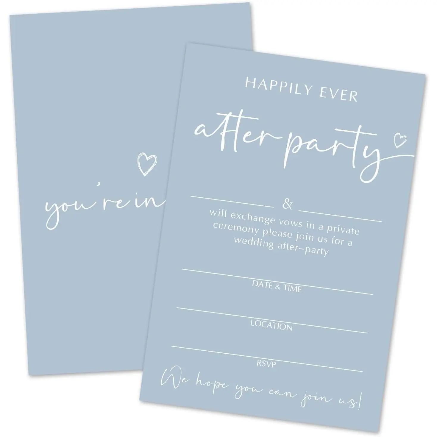 Happily Ever After Party Invitation Minimalist Blue Wedding Invitation, 25 Wedding Invitations with Envelopes for Mr And Mrs Newlywed, Fill-In Style Invitation Cards for Engagement Reception Party -12