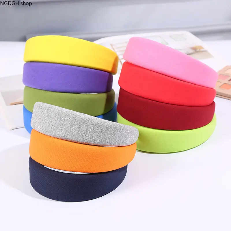 Women's Thick Padded Soft Wide Headband - Trendy Solid Color Sports & Outdoor Accessory, Perfect for Casual Party, Comfortable Wear Headwear, Headbands, Female, Navy Blue, Fashionable, Solid Color Accessory, All Seasons, Black, Round Band
