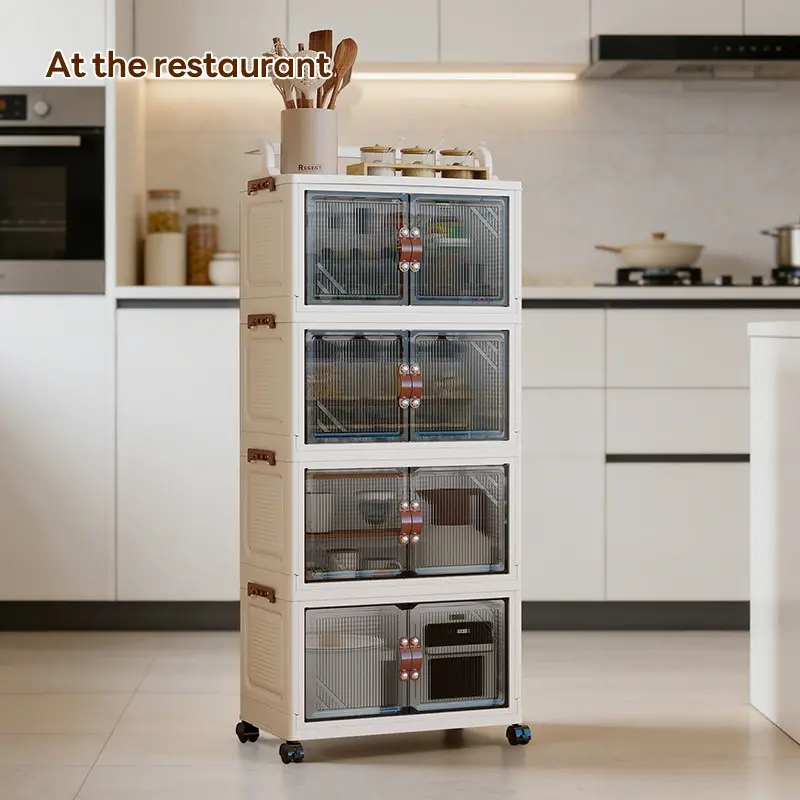 Magnetic Dual-Door Plastic Storage Cabinet, Dormitory Organizer, Snack & Doll Display, Wheeled Mobile, Durable & Stylish, Simple Design, Mobile Storage Cabinets