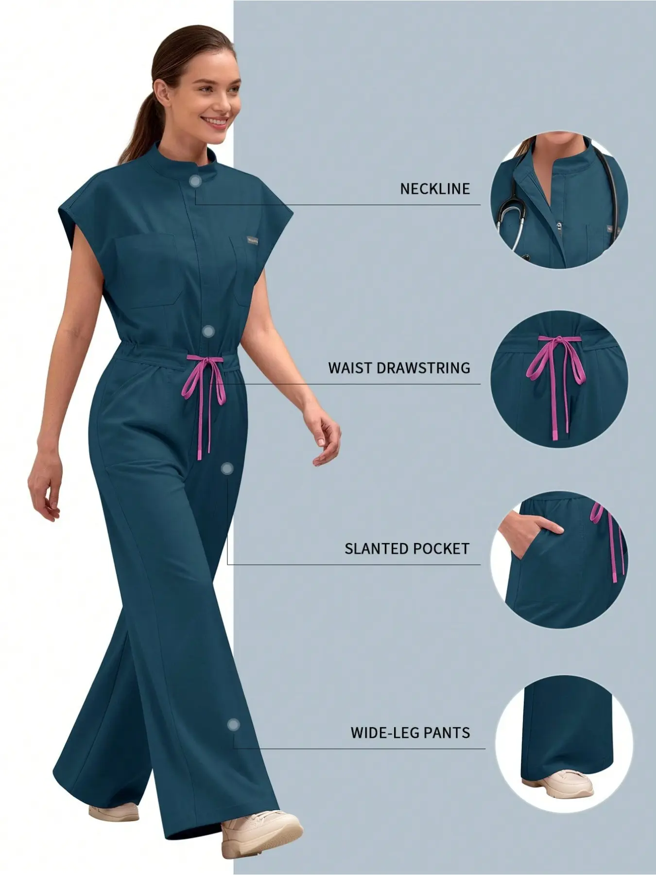 Slim Fit High-End Scrub Set for Women, Solid Color Nurse Uniform, New Surgical Workwear