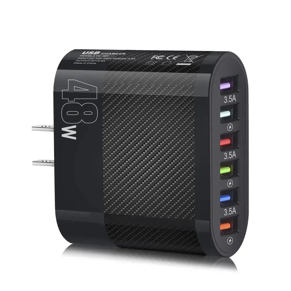 15W 6 USB Port Charger, Multifunctional Charger Adapter, Portable Charger Adapter for iPhone 15 14 13 12 Pro Max/Pro/XR/8/7/Plus, Samsung Galaxy, Smartphone, Cellphone