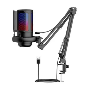 Professional game live broadcast microphone set | RGB light effect (including blowout prevention net+cantilever bracket or desktop base) One button mute compatible iPhone/Android/PC/camera/PS4/PS5/Switch is applicable to Twitter, YouTube, Tiktok, station