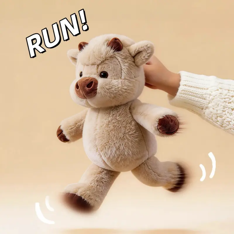 Running Series | 15" Running Cow Soft Stuffed Animal Plush Cute Cow Design Highland Cow Bull Toys Cattle Doll Birthday Gifts for Adults & Kids