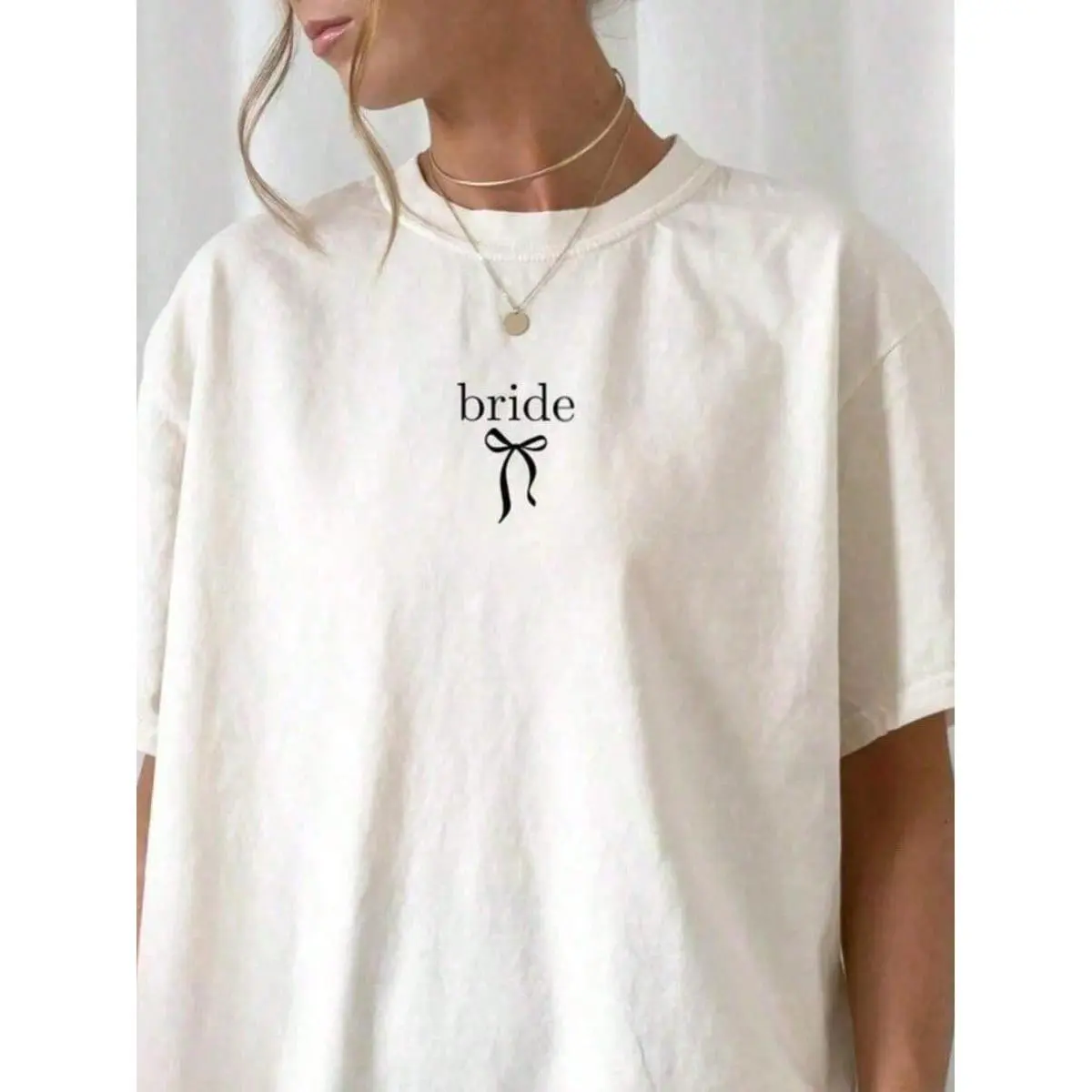 Bride Shirt Bride To Be Shirt Bachelorette Party TShirt Bridal Party Shirt Bride T Shirt Bride T-Shirt Bride Tee Bride Tshirt Casual Dressy T Shirts Workout C.Jpg 1pc Women's Solid Color Crew Neck Short Sleeve Fitted T-Shirt, Suitable For Summer