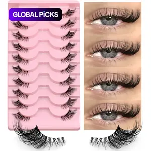 GROINNEYA Half Lashes Half Lashes Soft Natural Clear Band Lashes Natural Look Faux Mink Wispy Mink Eyelashes Extension Makeup, Lightweight Cosmetic False Lashes, Eyelash Extensions, Individual False Eyelash, High Quality Eyelashes