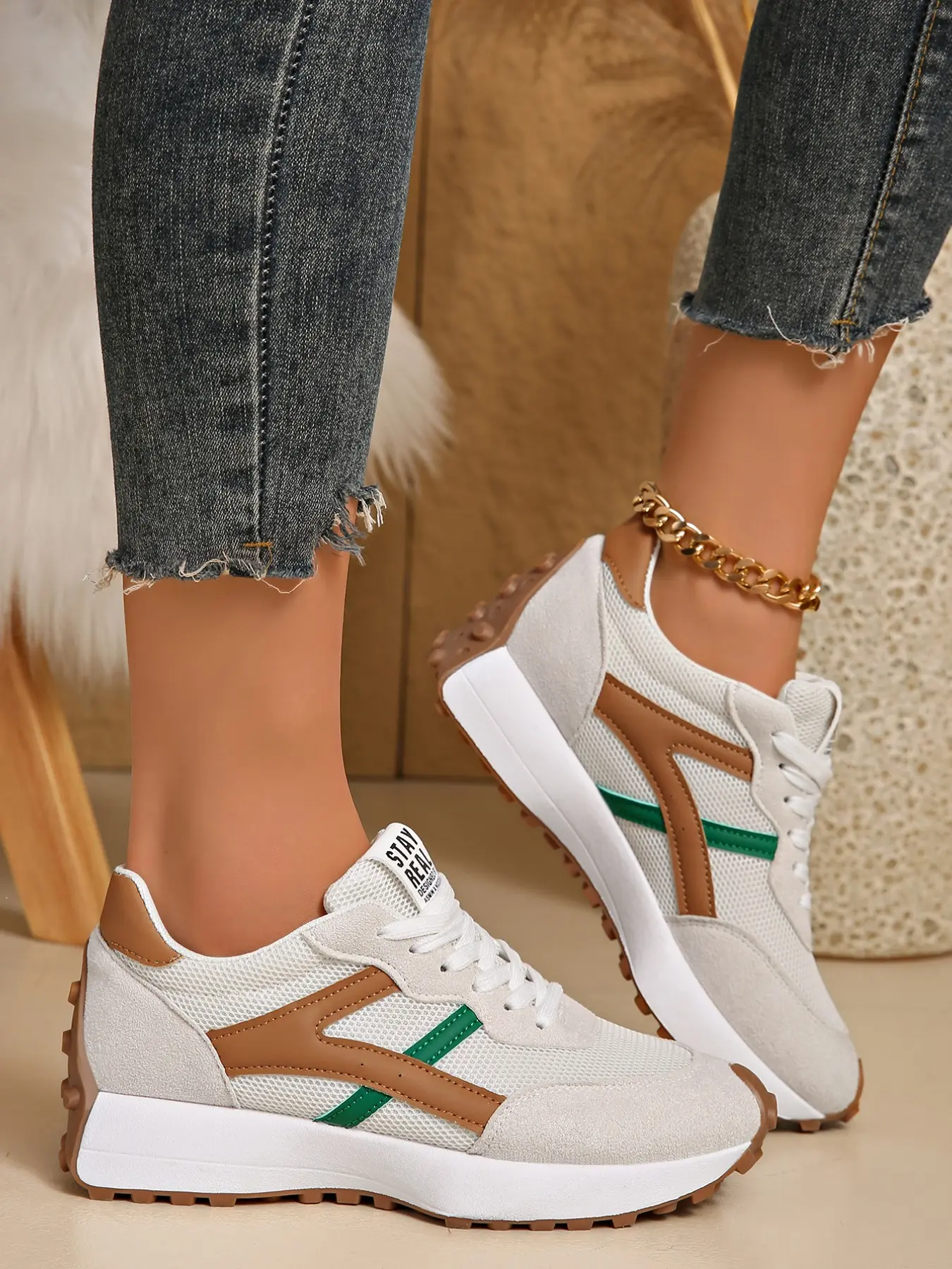 Women's Fashion Sneakers Thick Sole Design, Casual Comfort Walking Shoes, Daily Wear Textile Upper, Lowtop Casual Sneaker, All Seasons, Athletic Casual Sneakers, Casual Sport Sneakers