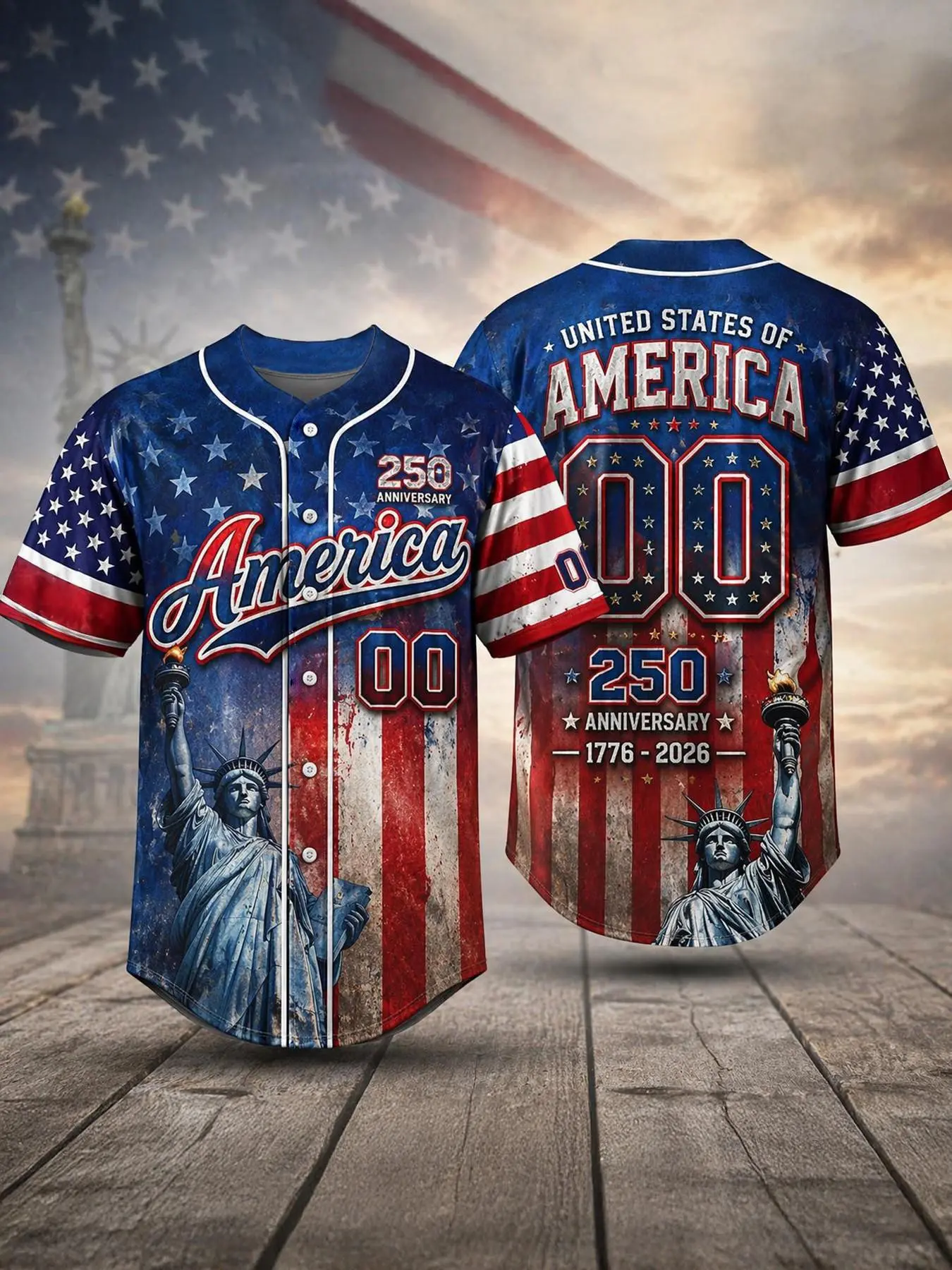 Men's American United States Patriotic Celebrate America 250th Anniversary Baseball Jacket, Patriotic Theme Vintage Us History Gift, Loose-Fitting Sporty Style Active Lifestyle, All over Print
