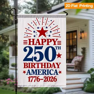 2D Flat, [2D Flat] Double Sided Garden Flag 12x18 Inch - Red, White, and Blue American Pride Design, Outdoor Farmhouse Decor for Courtyard, Porch, Balcony - Gift for Patriotic Homeowners - USA Flag for 250th Anniversary Celebration (1776-2026) [2D