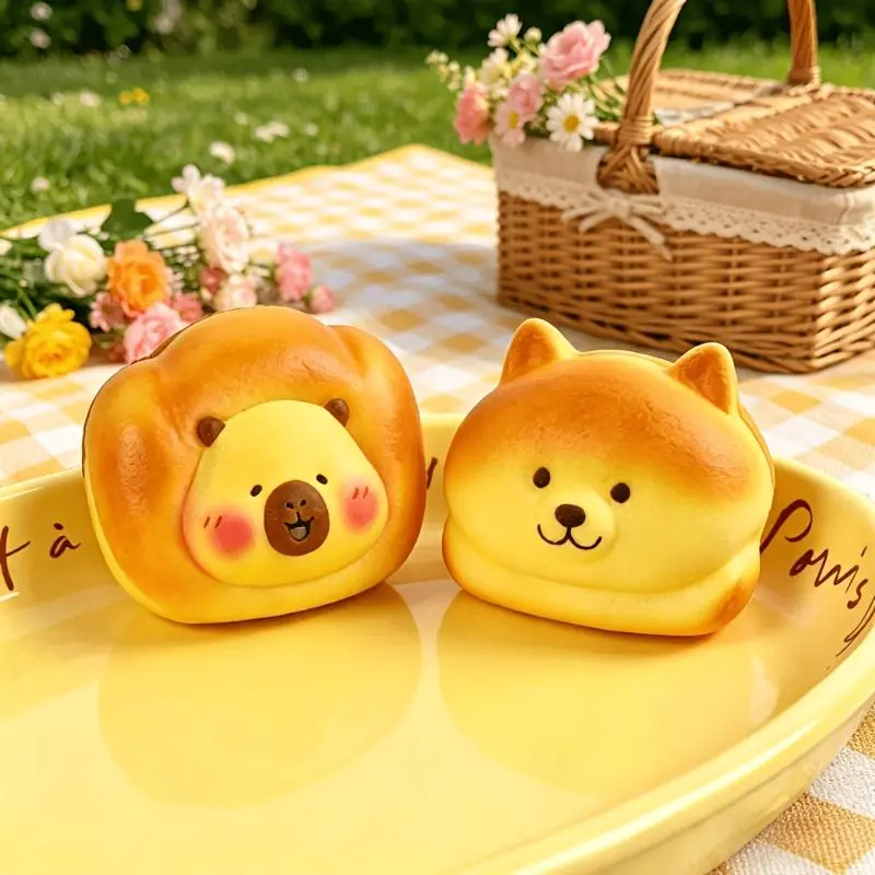 Slow Rising Soft Stress Relief Squeeze Toy, Capybara And Shiba Bread Squishy Toy, Kids' Multi-Item Party Favor Packs, Cute Cartoon Animal Bun Fidget Toy for Kids Birthday Gift, Random Color Style