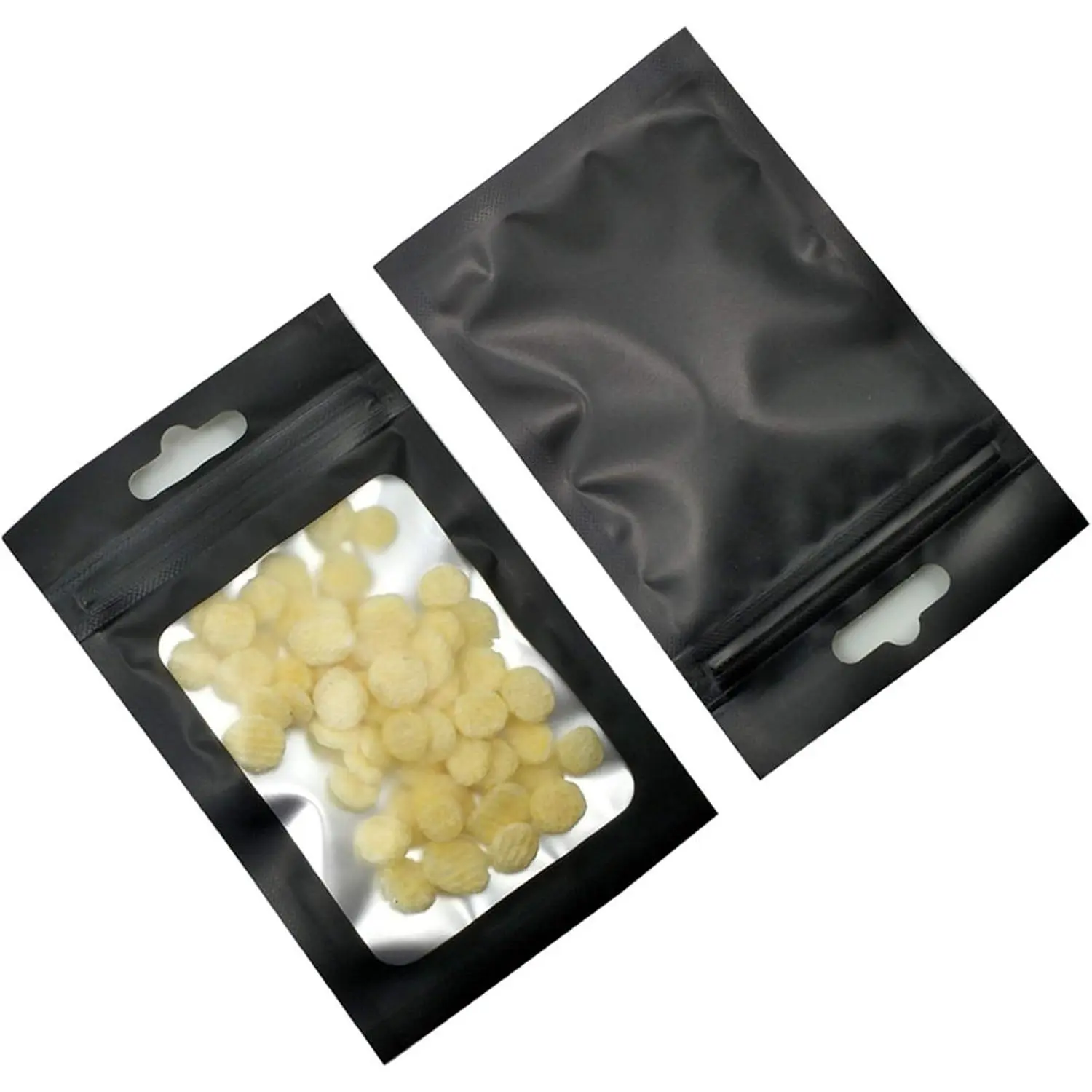 100 count Resealable Airtight Matte Window Zipper Lock Bags with Euro Hang Hole 2.3x3.9 inch(Inside Size 1.9x2.5inch) for Zip  Storage Lock Pouch