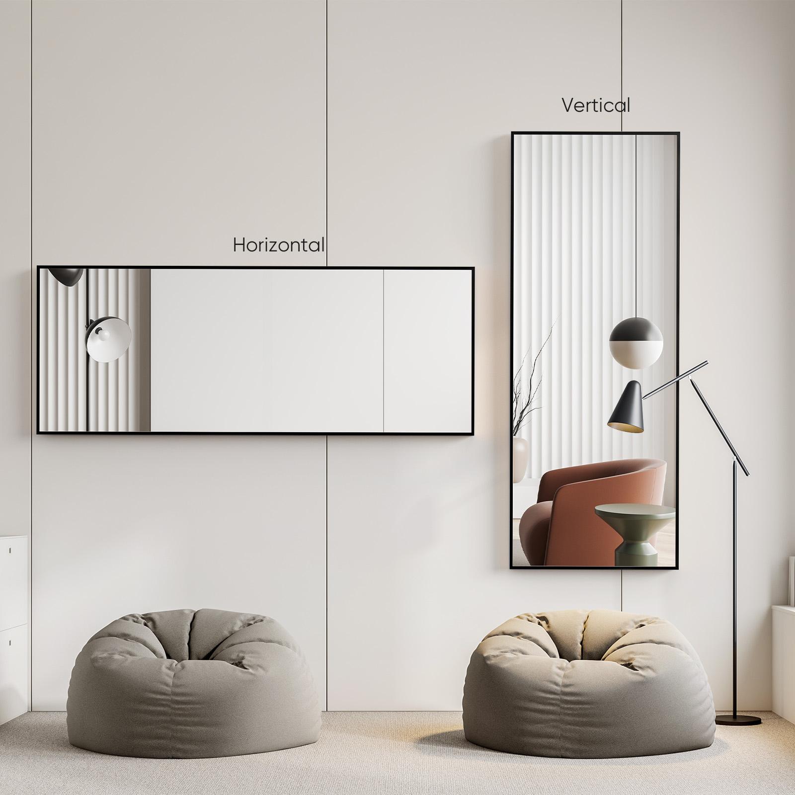 Arched/Right Angle 71"x26"/64"x21"/59"x16"Full Length Mirror Full Body Floor Gold Mirror Standing Hanging or Leaning Wall,Arch Wall Mirror with Stand Aluminum Alloy Thin Frame for Bedroom Cloakroom,Black Full-Length Mirror with Explosion-Proof HD Glass