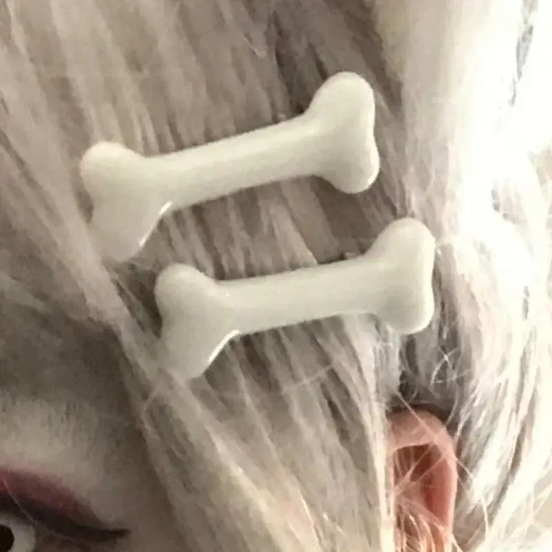 2PCS White Bone Hairpins Lovely Women Gril Headwear Barrettes Hair Band Accessories Vivid Dog Bone Hair Clips Side Hair Pin