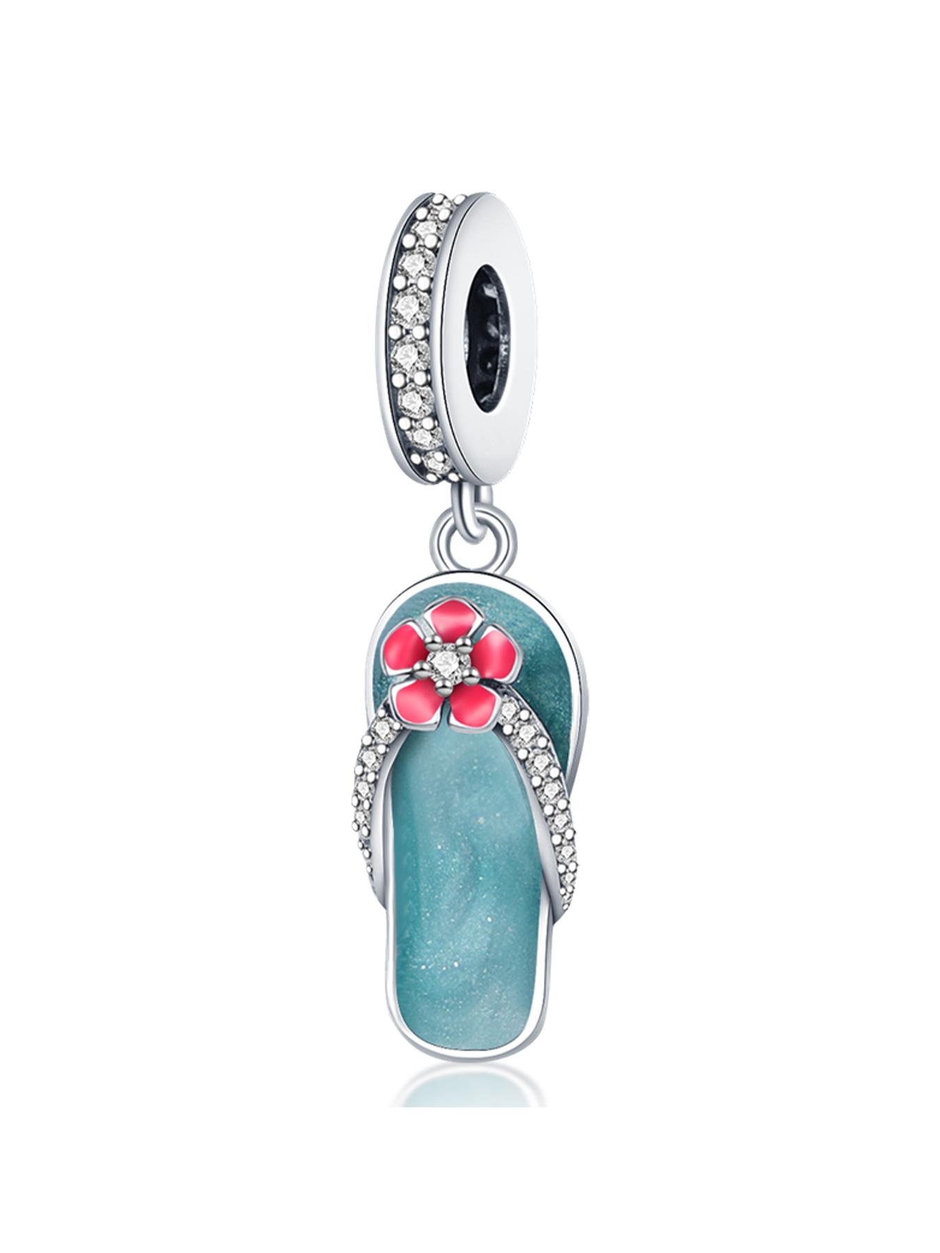 Fashion Flower & Slipper Design Charm, Fashionable Cute Charm for Bracelet & Necklace for Women & Girls, Trendy All-match & Exquisite DIY Jewelry for Birthday Gift