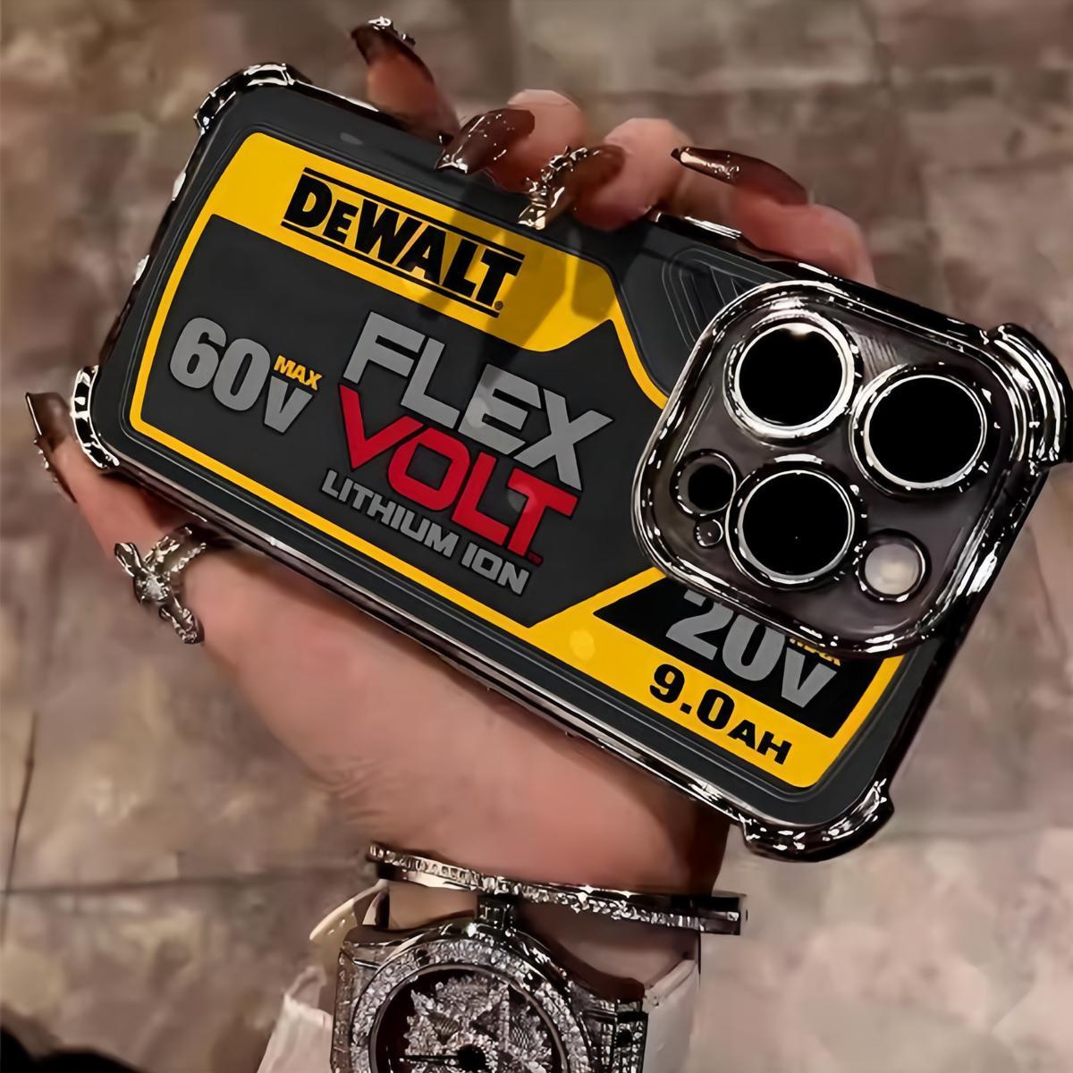 Personalized and minimalist industrial style hardcore phone Suitable for iPhone 16/15/14/13/12/11 Pro Max Plus electroplated anti drop soft phone 015 Screen Protector Protection  Smartphone   Protective luxury phone Black dewalt tough phone case